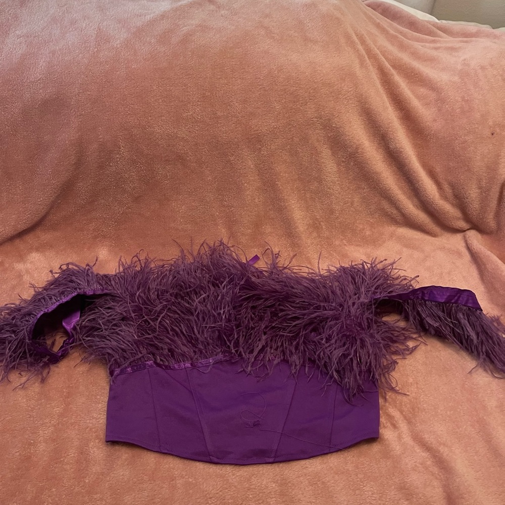 AKIRA Vibrant Purple Feathered Top